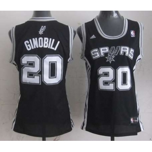 women nba san antonio spurs #20 ginobili black[revolution 30 swingman]