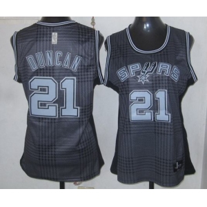 women nba san antonio spurs #21 tim duncan black-grey[2012]