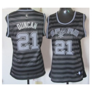 women nba san antonio spurs #21 tim duncan grey[black strip]