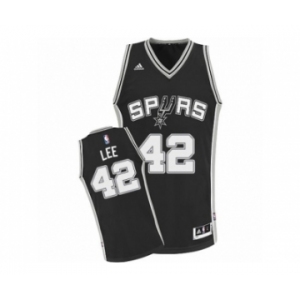 Youth Adidas San Antonio Spurs #42 David Lee Swingman Black Road NBA Jersey