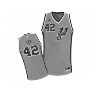 Youth Adidas San Antonio Spurs #42 David Lee Swingman Silver Grey Alternate NBA Jersey