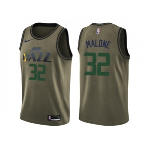 Men Nike Utah Jazz #32 Karl Malone Green Salute to Service NBA Swingman Jersey