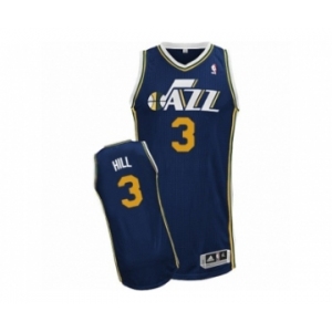 Men's Adidas Utah Jazz #3 George Hill Authentic Navy Blue Road NBA Jersey