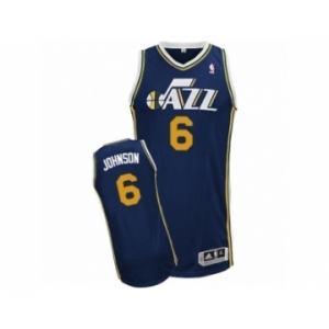 Men's Adidas Utah Jazz #6 Joe Johnson Authentic Navy Blue Road NBA Jersey