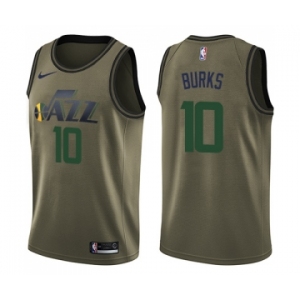 Men's Nike Utah Jazz #10 Alec Burks Swingman Green Salute to Service NBA Jersey