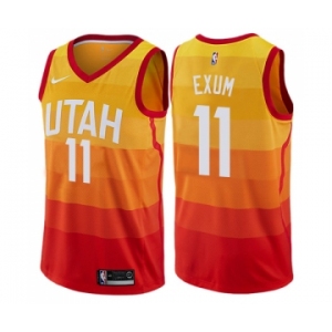 Men's Nike Utah Jazz #11 Dante Exum Authentic Orange NBA Jersey - City Edition