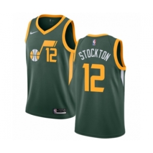 Men's Nike Utah Jazz #12 John Stockton Green Swingman Jersey - Earned Edition