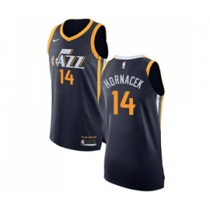 Men's Nike Utah Jazz #14 Jeff Hornacek Authentic Navy Blue Road NBA Jersey - Icon Edition