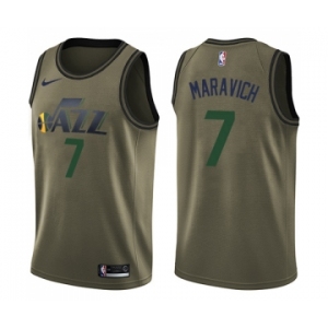 Men's Nike Utah Jazz #7 Pete Maravich Swingman Green Salute to Service NBA Jersey