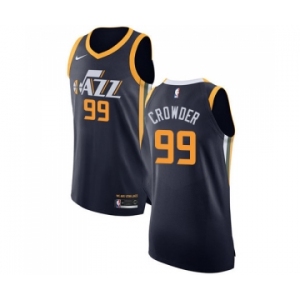 Men's Nike Utah Jazz #99 Jae Crowder Authentic Navy Blue Road NBA Jersey - Icon Edition