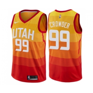 Men's Nike Utah Jazz #99 Jae Crowder Authentic Orange NBA Jersey - City Edition