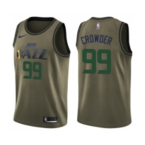 Men's Nike Utah Jazz #99 Jae Crowder Swingman Green Salute to Service NBA Jersey
