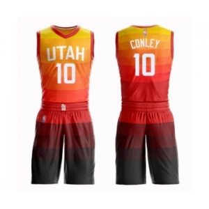 Men's Utah Jazz #10 Mike Conley Authentic Orange Basketball Suit Jersey - City Edition