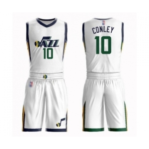 Men's Utah Jazz #10 Mike Conley Authentic White Basketball Suit Jersey - Association Edition