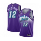 Men's Utah Jazz #12 John Stockton Swingman Purple Hardwood Classics Basketball Jersey