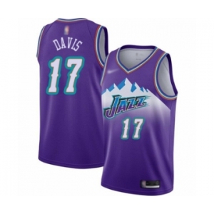 Men's Utah Jazz #17 Ed Davis Authentic Purple Hardwood Classics Basketball Jersey