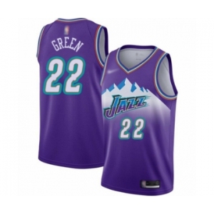 Men's Utah Jazz #22 Jeff Green Authentic Purple Hardwood Classics Basketball Jersey
