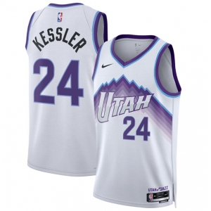 Men's Utah Jazz #24 Walker Kessler White 2025 Association Edition Stitched Basketball Jersey