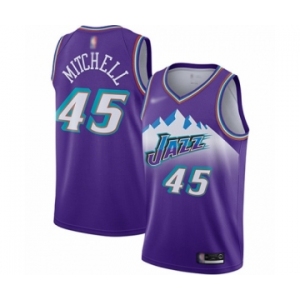 Men's Utah Jazz #45 Donovan Mitchell Authentic Purple Hardwood Classics Basketball Jersey