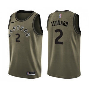 Men's Nike Toronto Raptors #2 Kawhi Leonard Swingman Green Salute to Service NBA Jersey