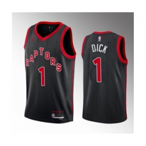 Men's Toronto Raptors #1 Gradey Dick Black 2023 Draft Statement Edition Stitched Basketball Jersey