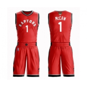 Men's Toronto Raptors #1 Patrick McCaw Authentic Red 2019 Basketball Finals Bound Suit Jersey - Icon Edition