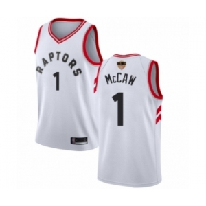 Men's Toronto Raptors #1 Patrick McCaw Swingman White 2019 Basketball Finals Bound Jersey - Association Edition
