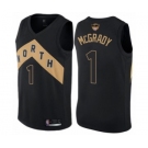 Men's Toronto Raptors #1 Tracy Mcgrady Authentic Black 2019 Basketball Finals Bound Jersey - City Edition