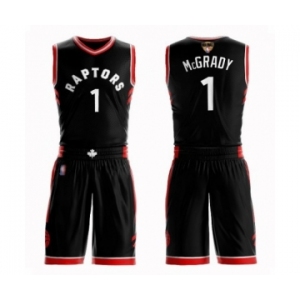 Men's Toronto Raptors #1 Tracy Mcgrady Authentic Black 2019 Basketball Finals Bound Suit Jersey Statement Edition