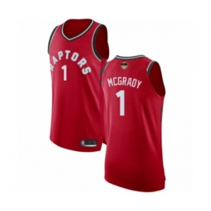 Men's Toronto Raptors #1 Tracy Mcgrady Authentic Red 2019 Basketball Finals Bound Jersey - Icon Edition