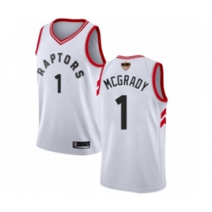 Men's Toronto Raptors #1 Tracy Mcgrady Authentic White 2019 Basketball Finals Bound Jersey - Association Edition