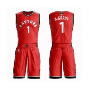 Men's Toronto Raptors #1 Tracy Mcgrady Swingman Red 2019 Basketball Finals Bound Suit Jersey - Icon Edition