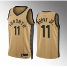 Men's Toronto Raptors #11 Bruce Brown Jr Gold 2023-24 City Edition Stitched Basketball Jersey