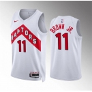 Men's Toronto Raptors #11 Bruce Brown Jr White Association Edition Stitched Basketball Jersey