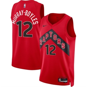 Men's Toronto Raptors #12 Collin Murray-Boyles Red 2025 Draft Icon Edition Stitched Basketball Jersey
