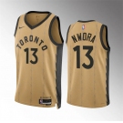 Men's Toronto Raptors #13 Jordan Nwora Gold 2023-24 City Edition Stitched Basketball Jersey