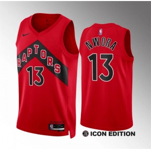 Men's Toronto Raptors #13 Jordan Nwora Red Icon Edition Stitched Basketball Jersey