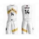 Men's Toronto Raptors #14 Danny Green Authentic White 2019 Basketball Finals Bound Suit Jersey - City Edition