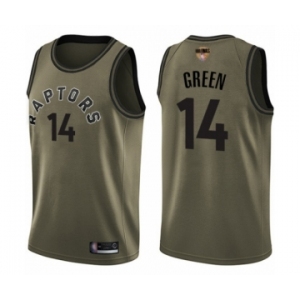 Men's Toronto Raptors #14 Danny Green Swingman Green Salute to Service 2019 Basketball Finals Bound Jerse