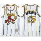 Men's Toronto Raptors #15 Vince Carter 1998-99 White Gold Hardwood Classics Soul Swingman Throwback Jersey