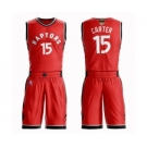 Men's Toronto Raptors #15 Vince Carter Authentic Red 2019 Basketball Finals Bound Suit Jersey - Icon Edition