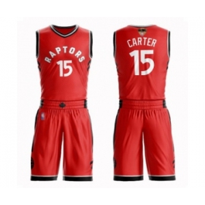Men's Toronto Raptors #15 Vince Carter Authentic Red 2019 Basketball Finals Bound Suit Jersey - Icon Edition