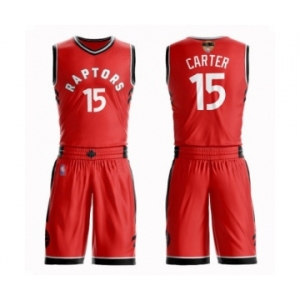 Men's Toronto Raptors #15 Vince Carter Swingman Red 2019 Basketball Finals Bound Suit Jersey - Icon Edition
