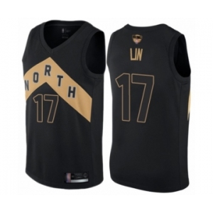 Men's Toronto Raptors #17 Jeremy Lin Authentic Black 2019 Basketball Finals Bound Jersey - City Edition