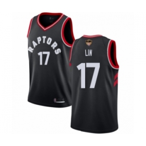 Men's Toronto Raptors #17 Jeremy Lin Authentic Black 2019 Basketball Finals Bound Jersey Statement Edition