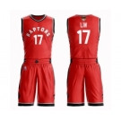 Men's Toronto Raptors #17 Jeremy Lin Authentic Red 2019 Basketball Finals Bound Suit Jersey - Icon Edition