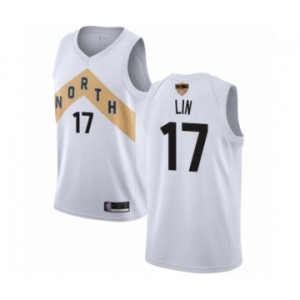 Men's Toronto Raptors #17 Jeremy Lin Authentic White 2019 Basketball Finals Bound Jersey - City Edition