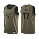 Men's Toronto Raptors #17 Jeremy Lin Swingman Green Salute to Service 2019 Basketball Finals Bound Jersey