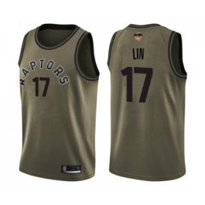 Men's Toronto Raptors #17 Jeremy Lin Swingman Green Salute to Service 2019 Basketball Finals Bound Jersey