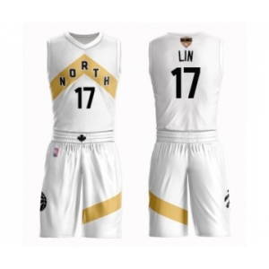 Men's Toronto Raptors #17 Jeremy Lin Swingman White 2019 Basketball Finals Bound Suit Jersey - City Edition